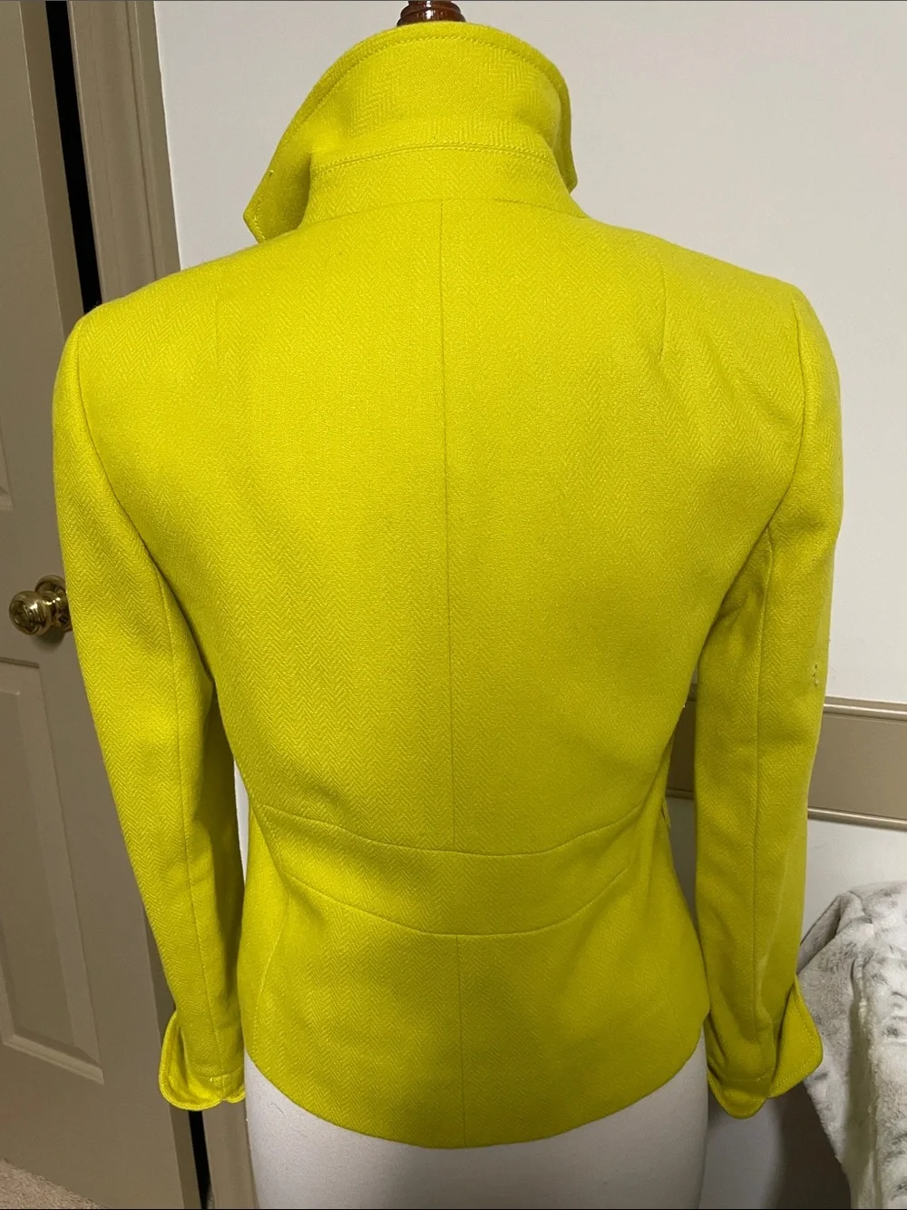 J Crew Neon Yellow wool Tailored Blazer Jacket 4